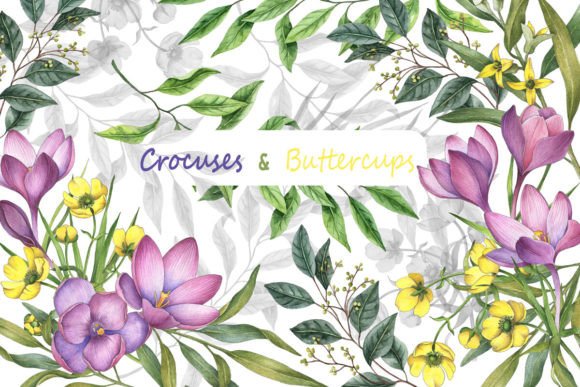 Bringing Spring to Life with Crocuses Buttercups and Watercolor Floral Clipart