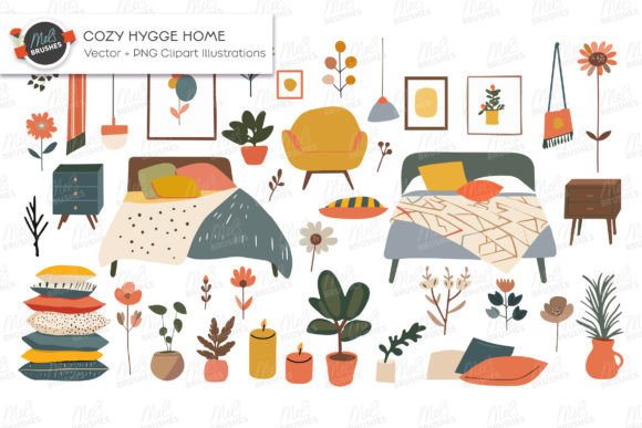 Cozy Hygge Home Vector Clipart: Bringing Nordic Warmth to Your Digital Designs