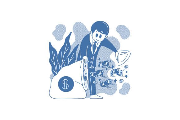 Herding Money into Sacks Illustration: A Strategic Asset for Your Brand Identity