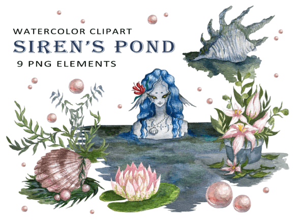 Siren's Pond: Hand Painted Watercolor Assets
