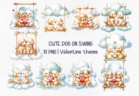 Valentine Cute Puppy on Swing Png: Elevating Digital Design with High-Resolution Transparency