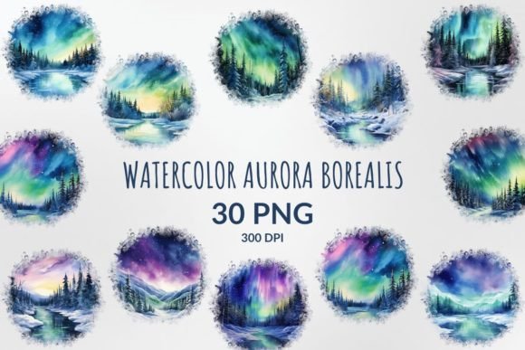 Watercolor Aurora Borealis Sublimation
