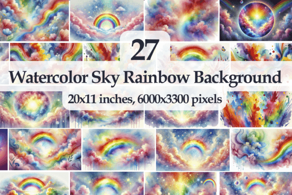 Watercolor Rainbow Background Clipart