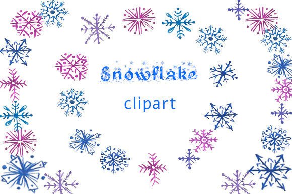 Watercolor Snowflake Clipart: Elevating Winter Designs with Hand-Painted Elegance