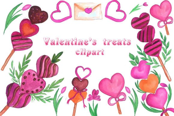 Watercolor Valentine's Treats Clipart