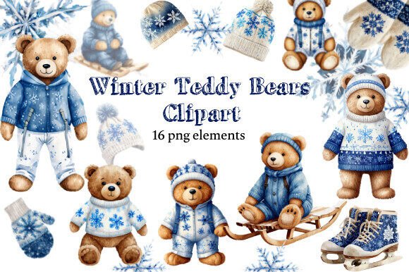 Winter Teddy Bears, Snowflakes, Skates: A Practical Guide to High-Quality Watercolor Clip Art